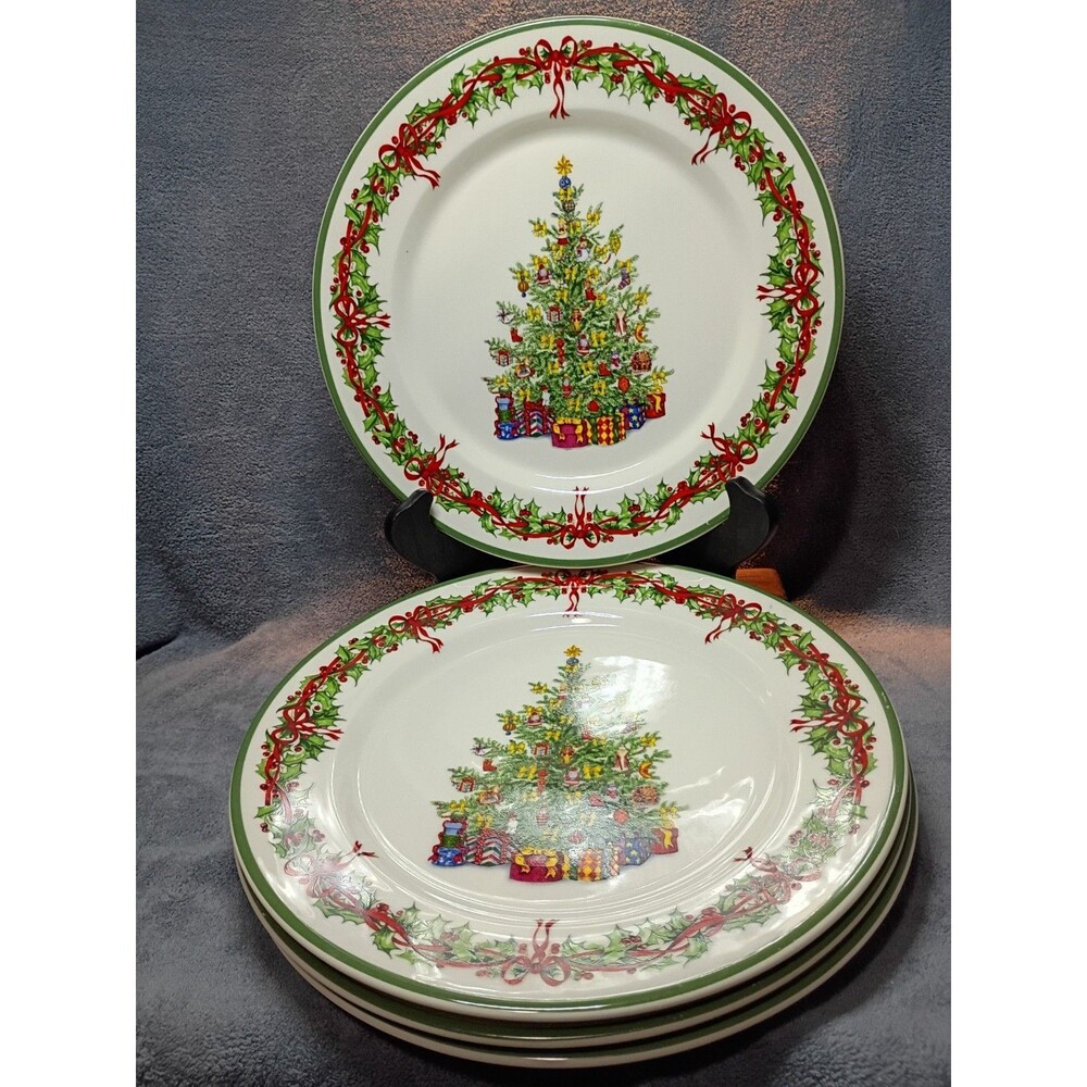 Christopher Radko Traditions Holiday Celebrations Set 4 Dinner Plates Christmas - Picture 2 of 10